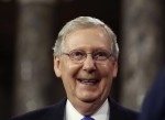 U.S. Senate Majority Leader Mitch McConnell smiles after he ceremonially swore-in, in the Old Senate Chamber on Capitol Hill in Washington January 6, 2015. Credit: Reuters/Larry Downing