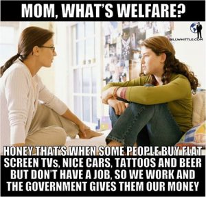 Internet Meme, a photo with words added describing Federal Welfare programs with Alternate Facts.